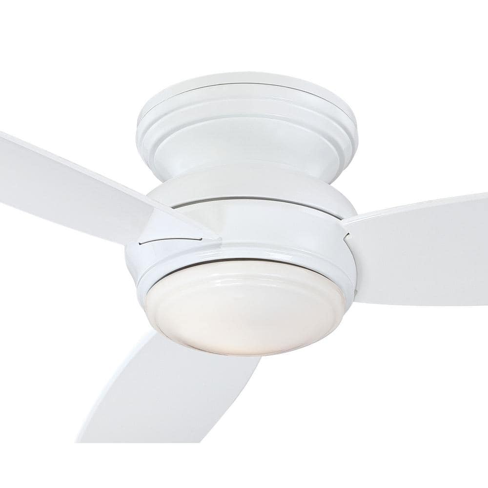 52" White Low Profile LED Ceiling Fan with Remote and Light Kit