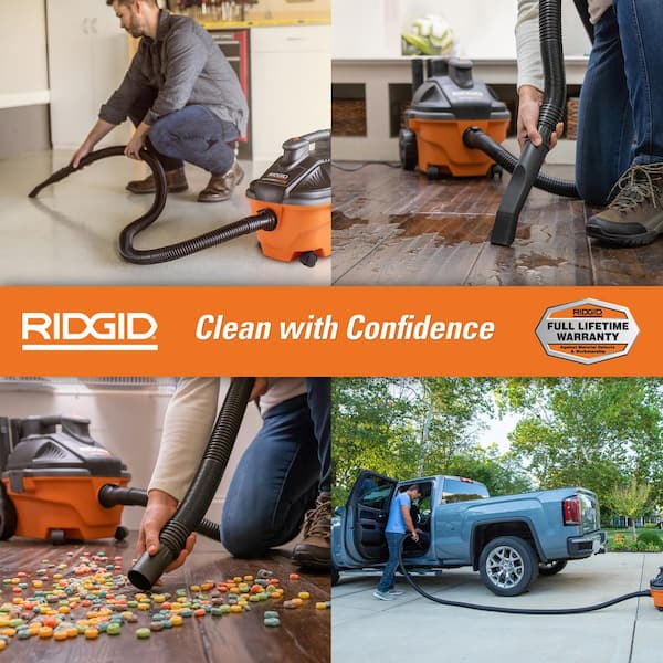 4 Gal. 5.0 Peak HP Portable Shop Vacuum Wet Dry Vac with Fine Dust Filter, 14 ft. Locking Hose and Accessories WD4070B