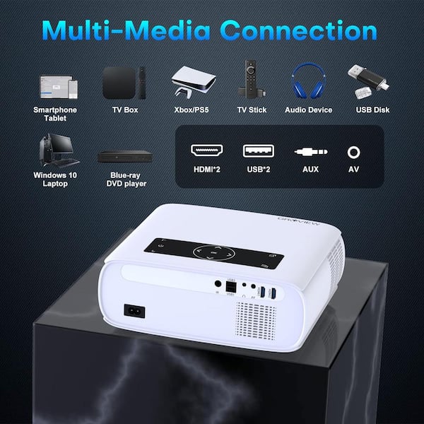 Lukyamzn 1920 x 1080 4K Full HD WiFi Bluetooth Portable Projector