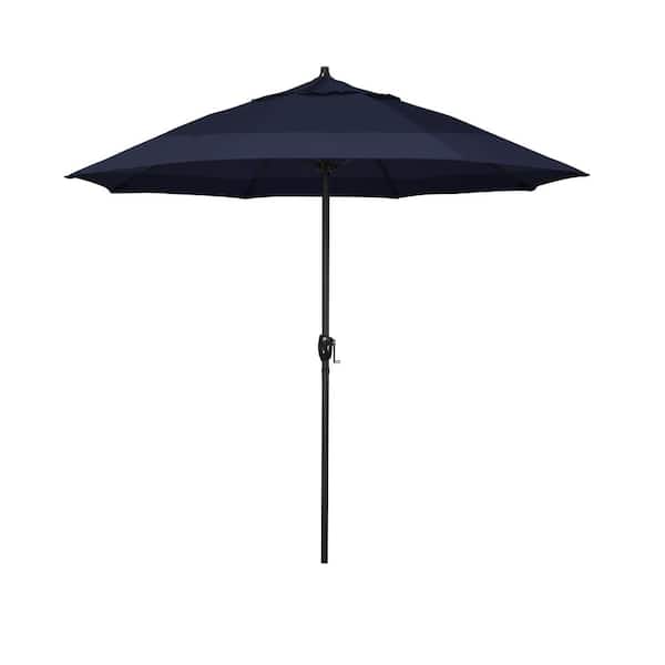 California Umbrella 7.5 ft. Bronze Aluminum Market Patio Umbrella with Fiberglass Ribs and Auto Tilt in Blue Pacifica