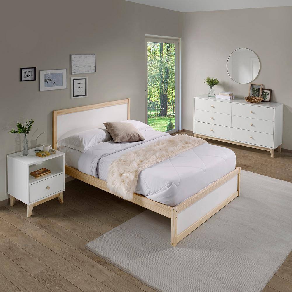 Mid-Century Modern Two-Tone 1-Drawer Nightstand