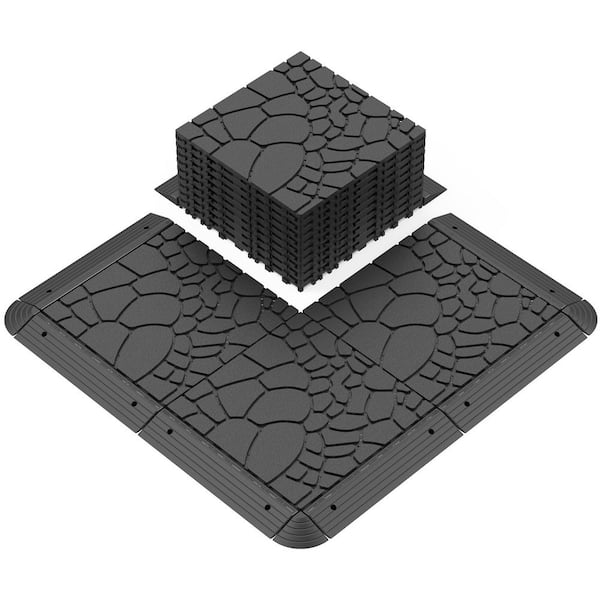 WRIGHTMASTER 1 ft. x 1 ft. Quick Deck PVC Plastic Interlocking Deck Tile in Dark Gray (44 sq. ft. per Box)