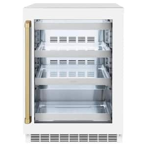 Touchstone 24 in. Single Zone 151 Can Beverage and Wine Cooler with Glass Door in Matte White and Champagne Bronze