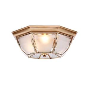 20 in. 4-Light Gold Tiffany Style Flush Mount Ceiling Light with Clear Glass Shade and No Bulbs Included