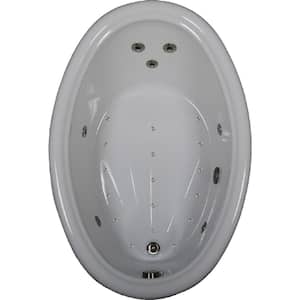 60 in. Acrylic Oval Drop-in Air and Whirlpool Bathtub in Biscuit