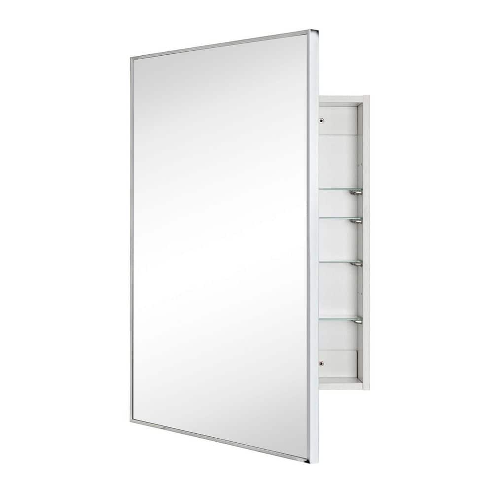 24 in. W x 30 in. H Rectangular Recess or Surface Mount Square Cornered Framed Medicine Cabinet with Mirror in Chrome price history on PriceWatchPro