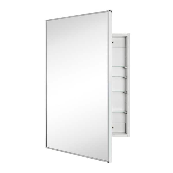 24 in. W x 30 in. H Rectangular Recess or Surface Mount Square Cornered Framed Medicine Cabinet with Mirror in Chrome