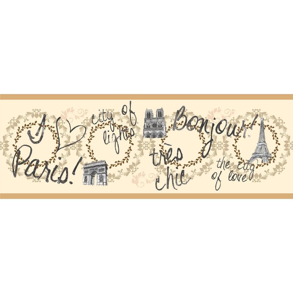 Falkirk Dandy Beige Paris City of Lights Modern Peel and Stick Wallpaper Bo