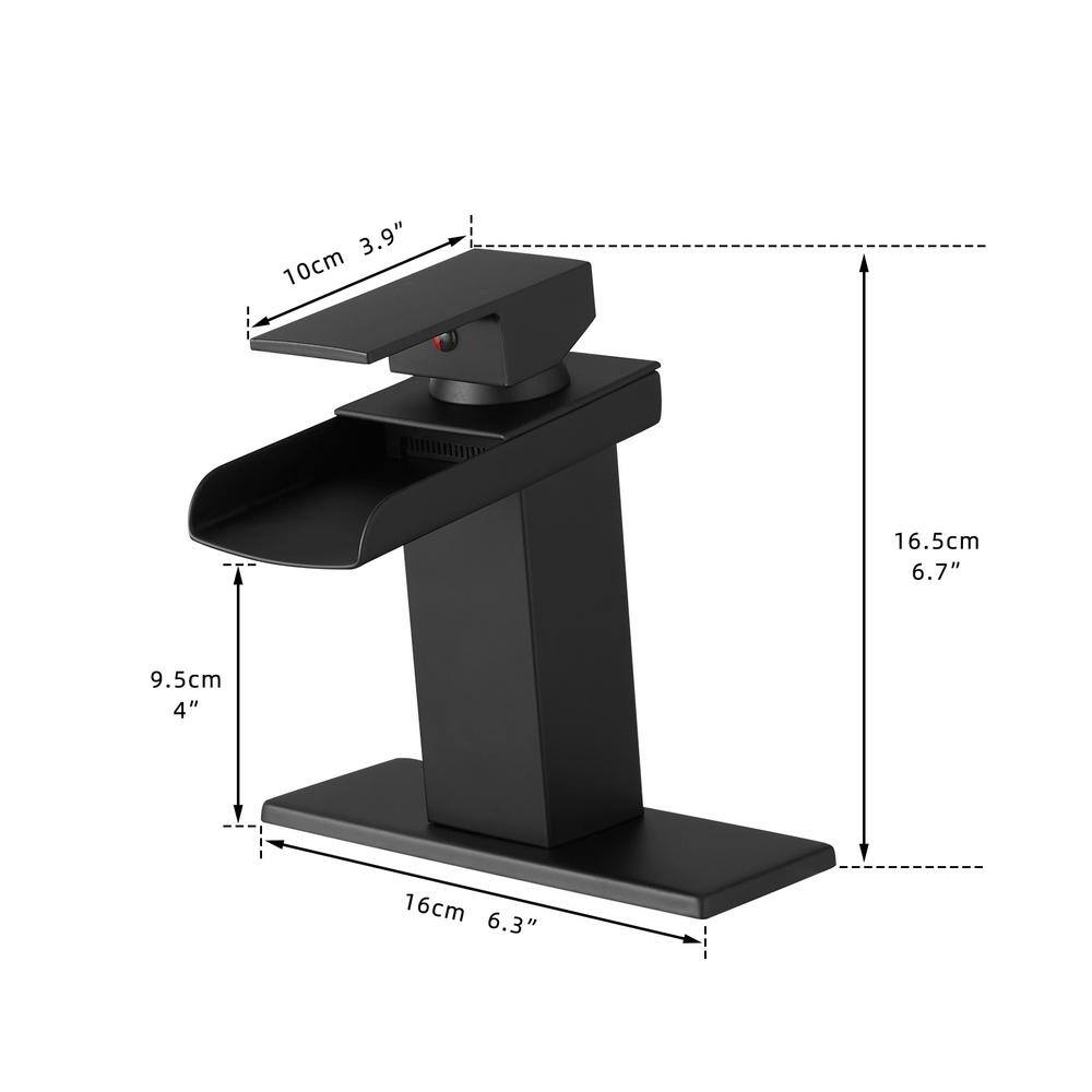 Matte Black Stainless Steel Single Handle Waterfall Bathroom Faucet