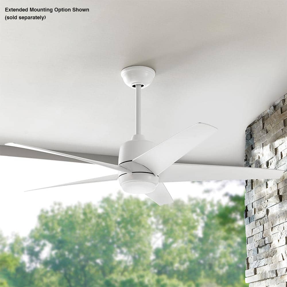 Hampton Bay Mena 54 in. White Color Changing Integrated LED Indoor/Outdoor Matte White Ceiling Fan with Light Kit and Remote Control 99918
