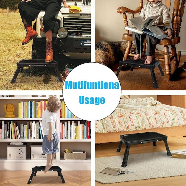 Adjustable Folding Step Stool with Anti-Slip Platform and Rubber