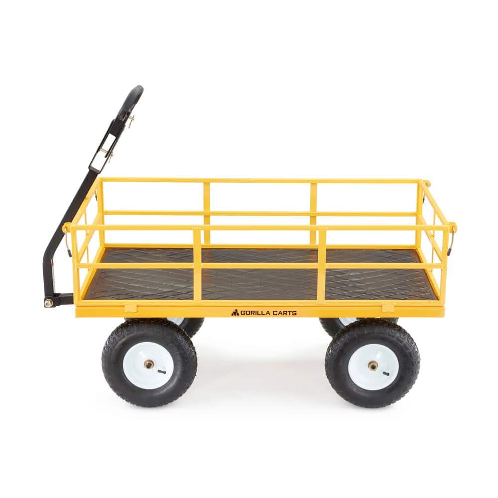 Yellow Heavy Duty Steel Utility Cart with Mesh Bed