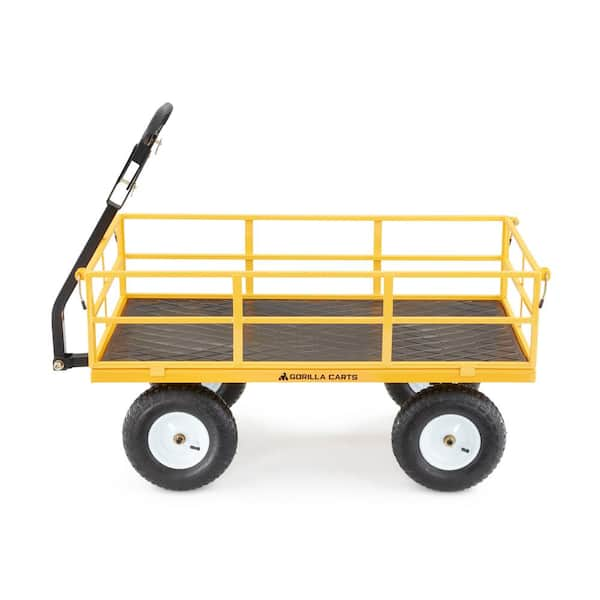 Gorilla Carts Heavy-Duty Steel Utility Cart with Removable Sides and 13  Tires, 1200-lbs. Capacity, Yellow