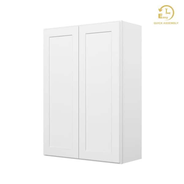 HOMLUX Easy-DIY 30 in. W x 12 in. D x 42 in. H Ready to Assemble Wall Kitchen Cabinet in Shaker White 2-Doors-3 Shelves