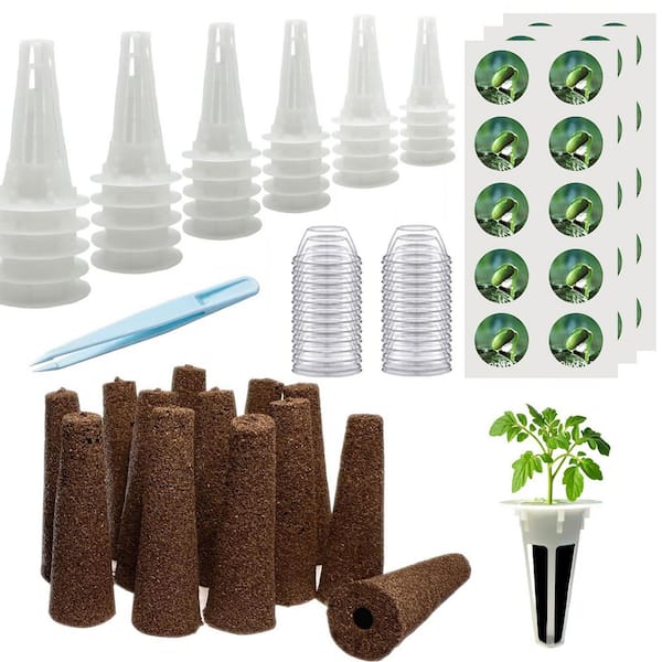30-Pack Hydroponic Replacement Kit w/ Growth Sponges, Planting Baskets, Labels, Domes,Tweezers for Indoor Gardening
