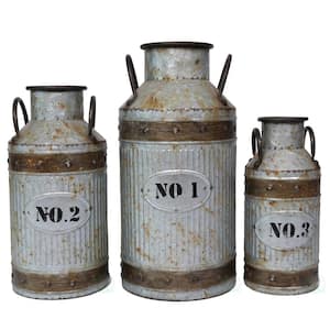 Galvanized Metal Rustic Milk Can (3-Set)