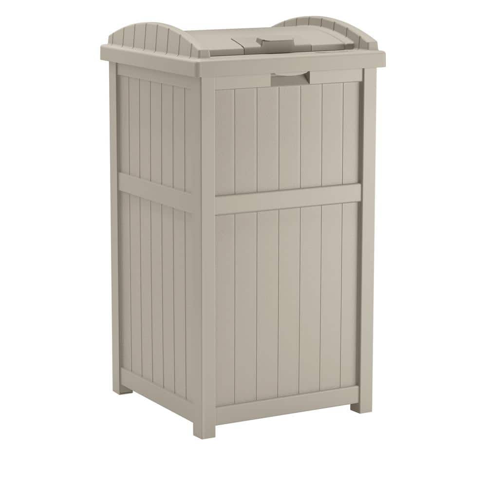 Trashcan Hideaway Outdoor 33 Gallon Garbage Waste Bin Brown 