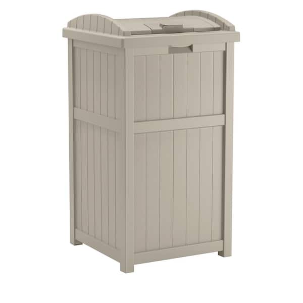 Keter Copenhagen Wood look 30 Gallon Trash Can with Lid for Indoor Outdoor  Kitchen and Patio & Reviews