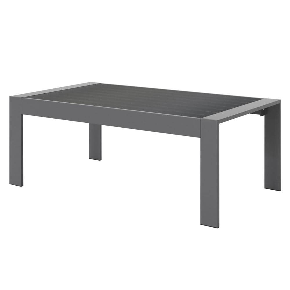 Gray All-Weather Rectangle Aluminum Outdoor Coffee Table