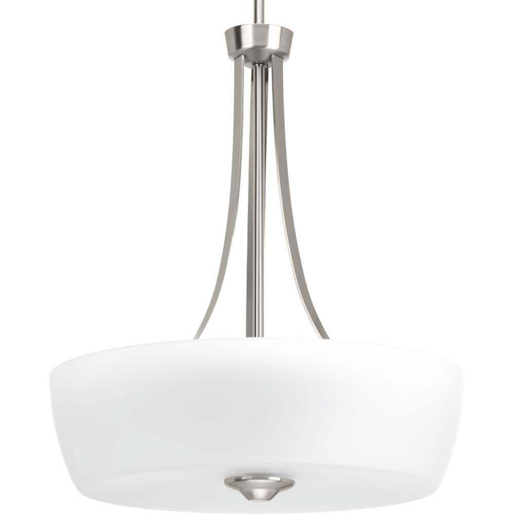 Brushed Nickel 3-Light Pendant with Etched Glass Shades