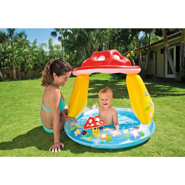 Intex Inflatable Mushroom Water Play Center Kiddie Baby Swimming Metal Framed Pool Ages 1-3