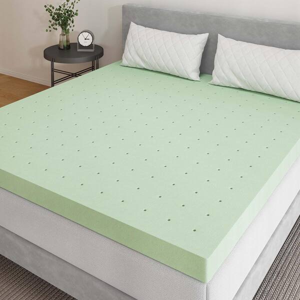 Novilla Cooling 4 in. Twin Gel Foam Mattress Topper, Breathable and Hypoallergenic, Green