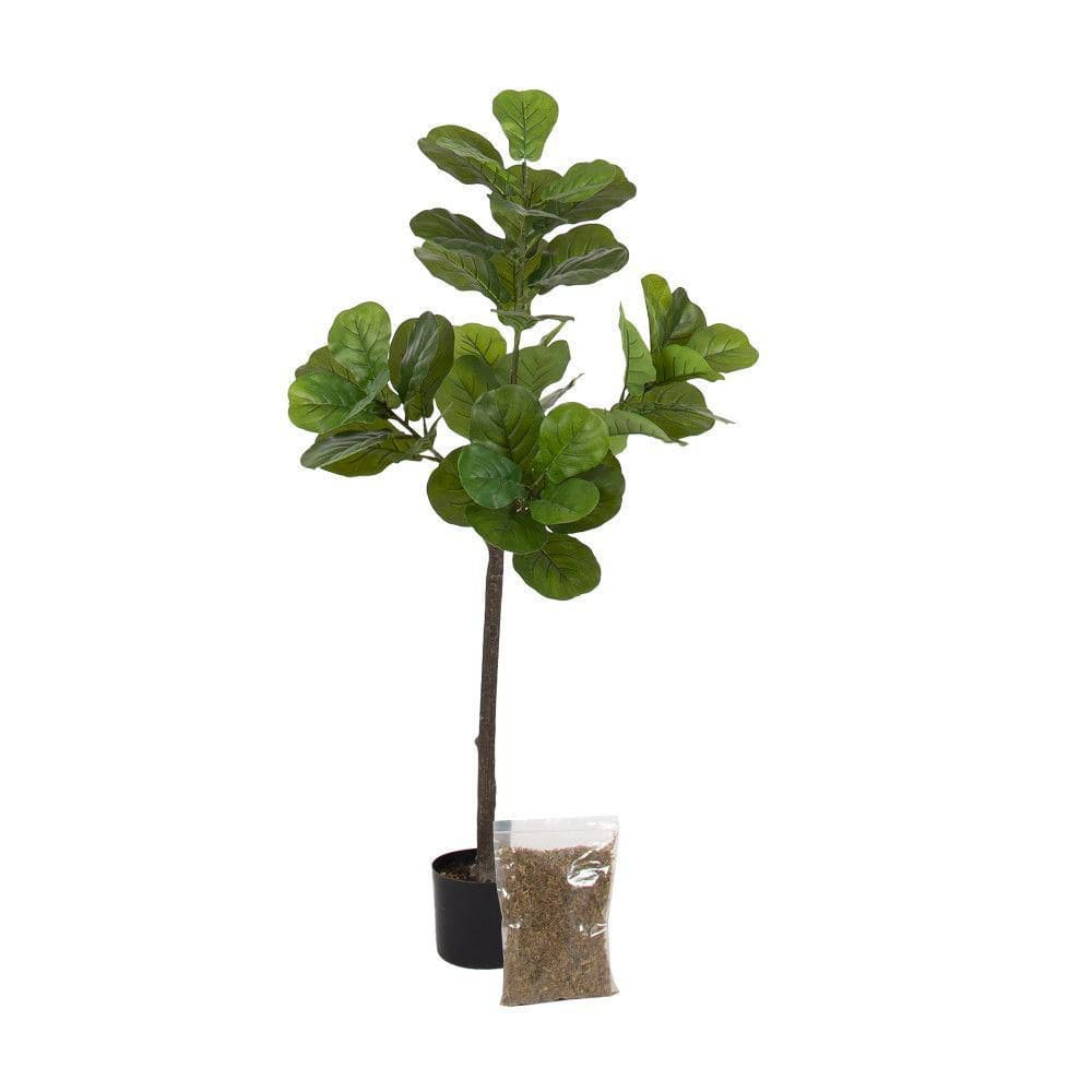 Fidmont 4 ft. Artificial Fiddle Leaf Fig Tree in Black Metal Pot