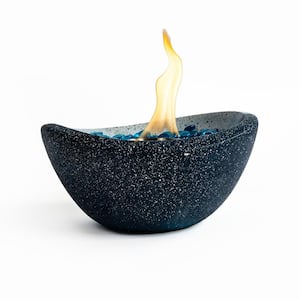 10.8 in Concrete Ethanol Gel/Liquid Outdoor Fire Bowl in White and Blue