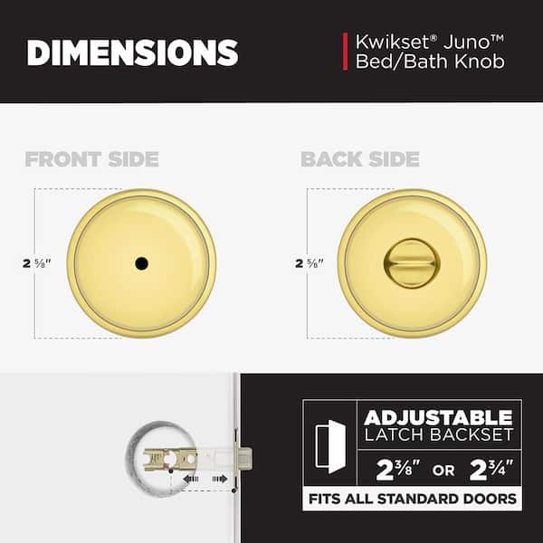 Kwikset Juno Polished Brass Privacy Bed/Bath Door Knob with