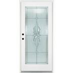 36 in. x 80 in. Scotia Smooth White Right-Hand Inswing Full 1 Lite Decorative Fiberglass Prehung Front Door