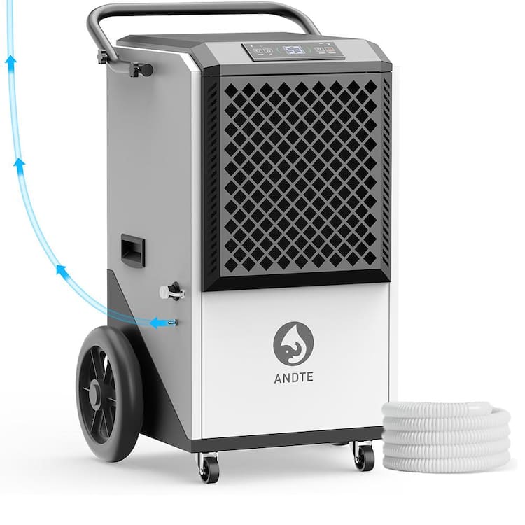 Edendirect 250 pt. 8,000 sq.ft. Heavy Duty Quiet Dehumidifier in White, with Pump and Drain Hose for Basement, Garge, Auto Defrost