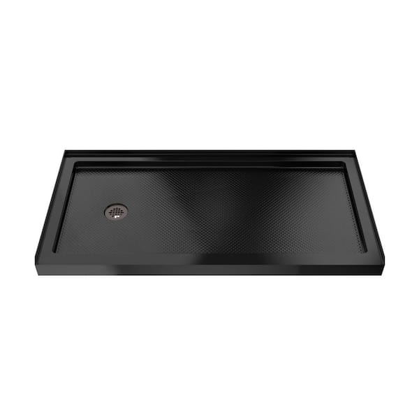 SlimLine 60 in. L x 34 in. W Alcove Rectangular Black Shower Pan Base with 2 in. Round Left Drain in Oil Rubbed Bronze