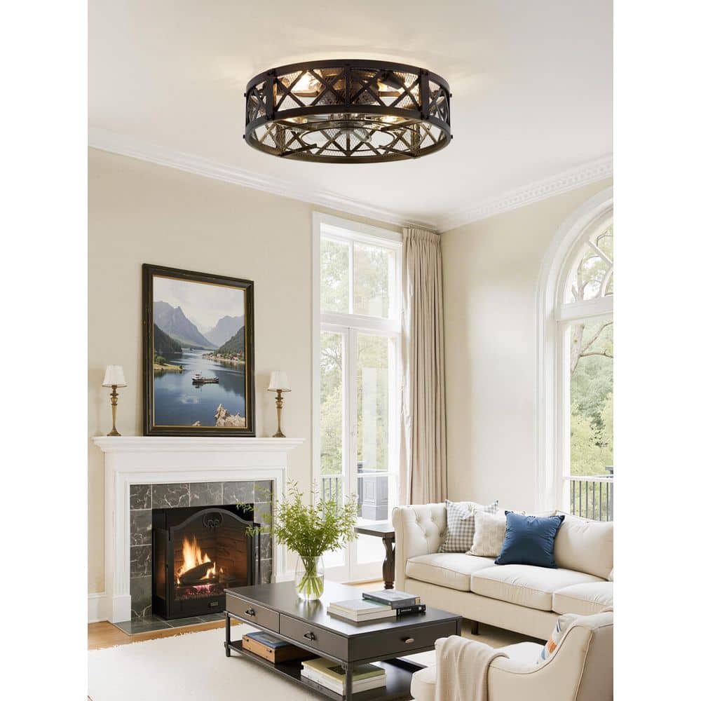 20 in. indoor Black Gold Caged Standard Flush mount Ceiling Fan Remote/APP Control Quiet DC Motor for bedroom 6 speed price history on PriceWatchPro