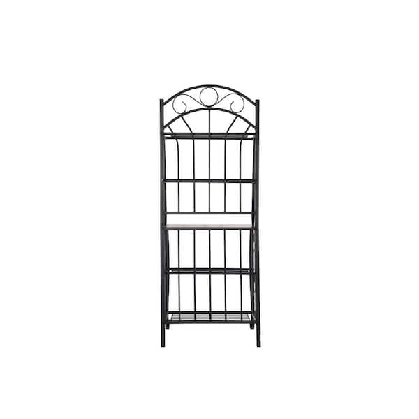 Boraam Valencia 5-Teir Shelves 20in.W Metal Baker's Rack with Faux Marble Shelf