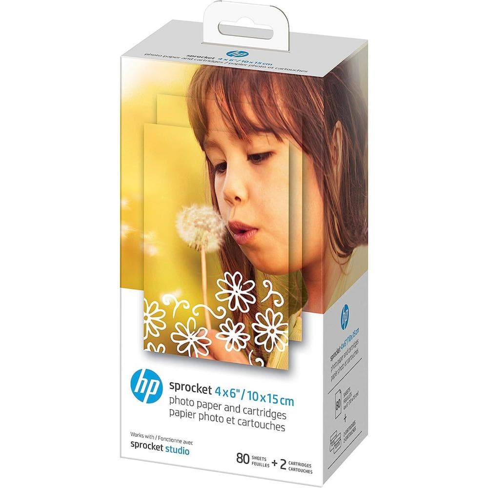 HP Sprocket Studio 4 in. x 6 in. Photo Paper and Cartridges (80 Sheets - 2  Cartridges) Compatible with Sprocket Studio HPISC80 - The Home Depot