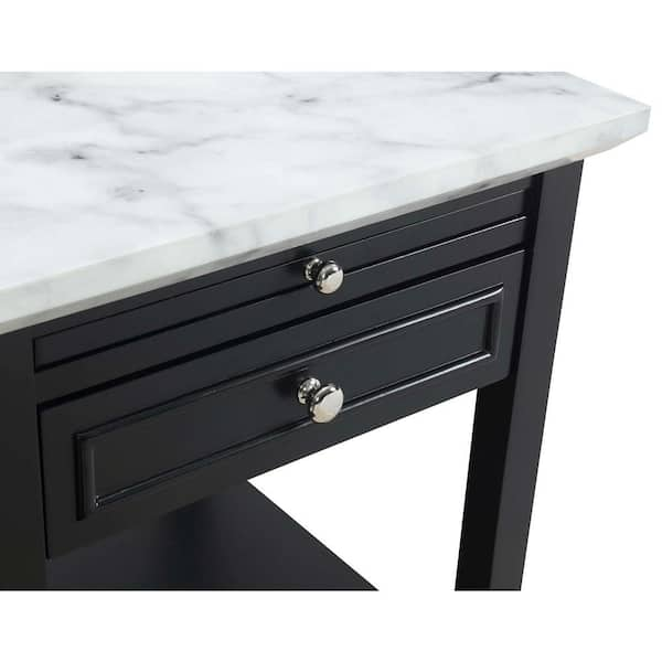 Convenience Concepts American Heritage White Faux Marble and Black