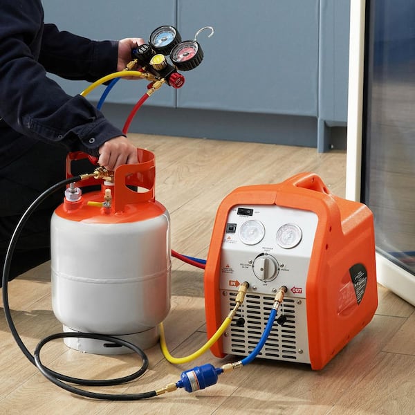 30 lb. Capacity Refrigerant Recovery Tank with Float Switch, 1/4 to 1/2 Adaptor, Prevents Overflow, for All Refrigerants