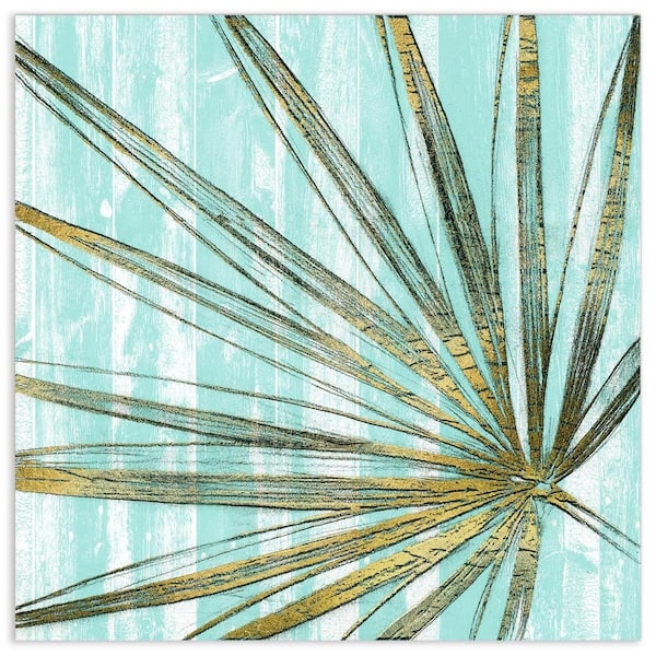 Empire Art Direct "Beach Frond in Gold II" by EAD Art Coop Frameless Free-Floating Tempered Art Glass Wall Art