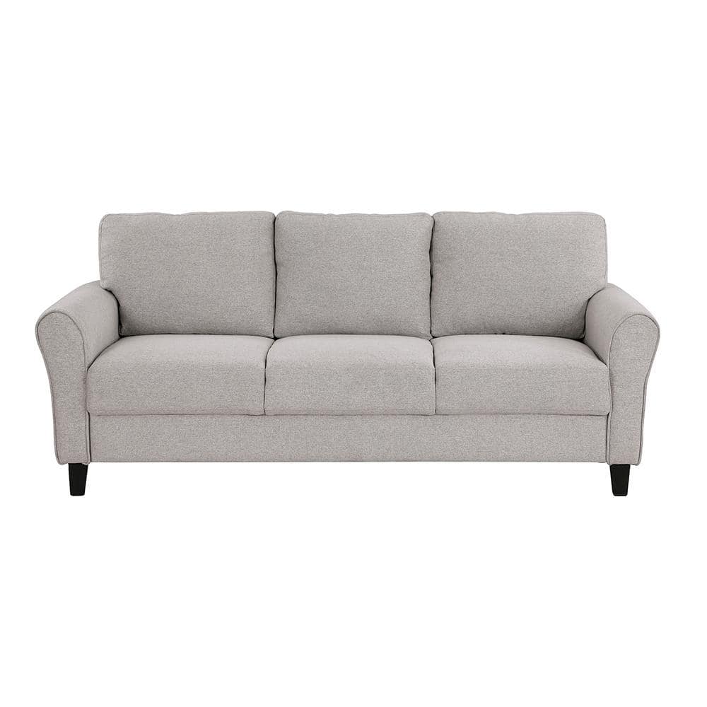 Aleron 80.5 in. W Round Arm Textured Fabric Rectangle Sofa in. Sand