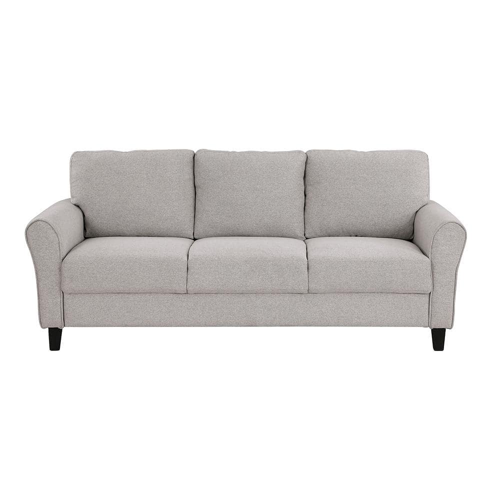 Aleron 80.5 in. W Round Arm Textured Fabric Rectangle Sofa in. Sand ...