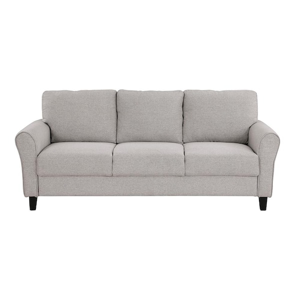 Unbranded Aleron 80.5 in. W Round Arm Textured Fabric Rectangle Sofa in. Sand