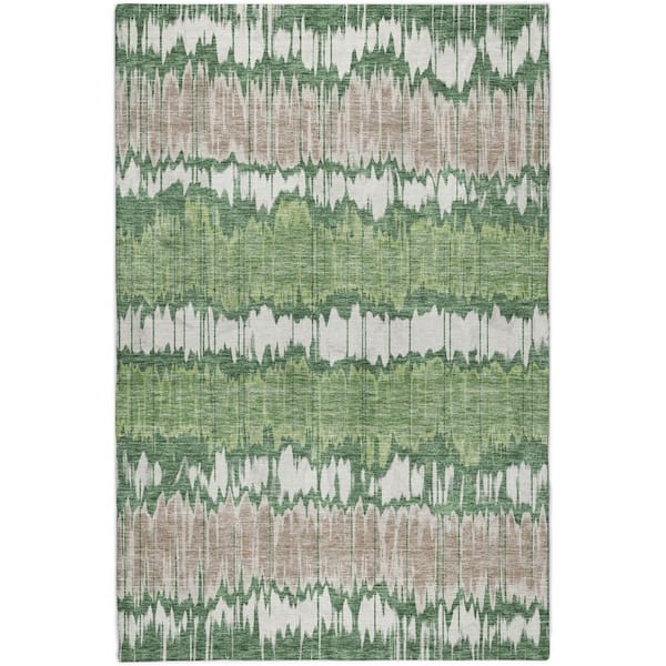 Dream Shag Premium Machine Washable Abstract ADS755 Green 10 ft. x 14 ft. Area Rug