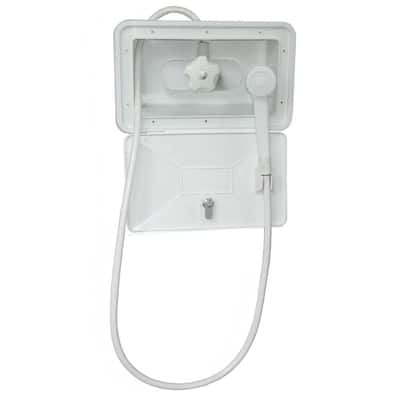 RV Single Lever Exterior Shower Box Kit - White