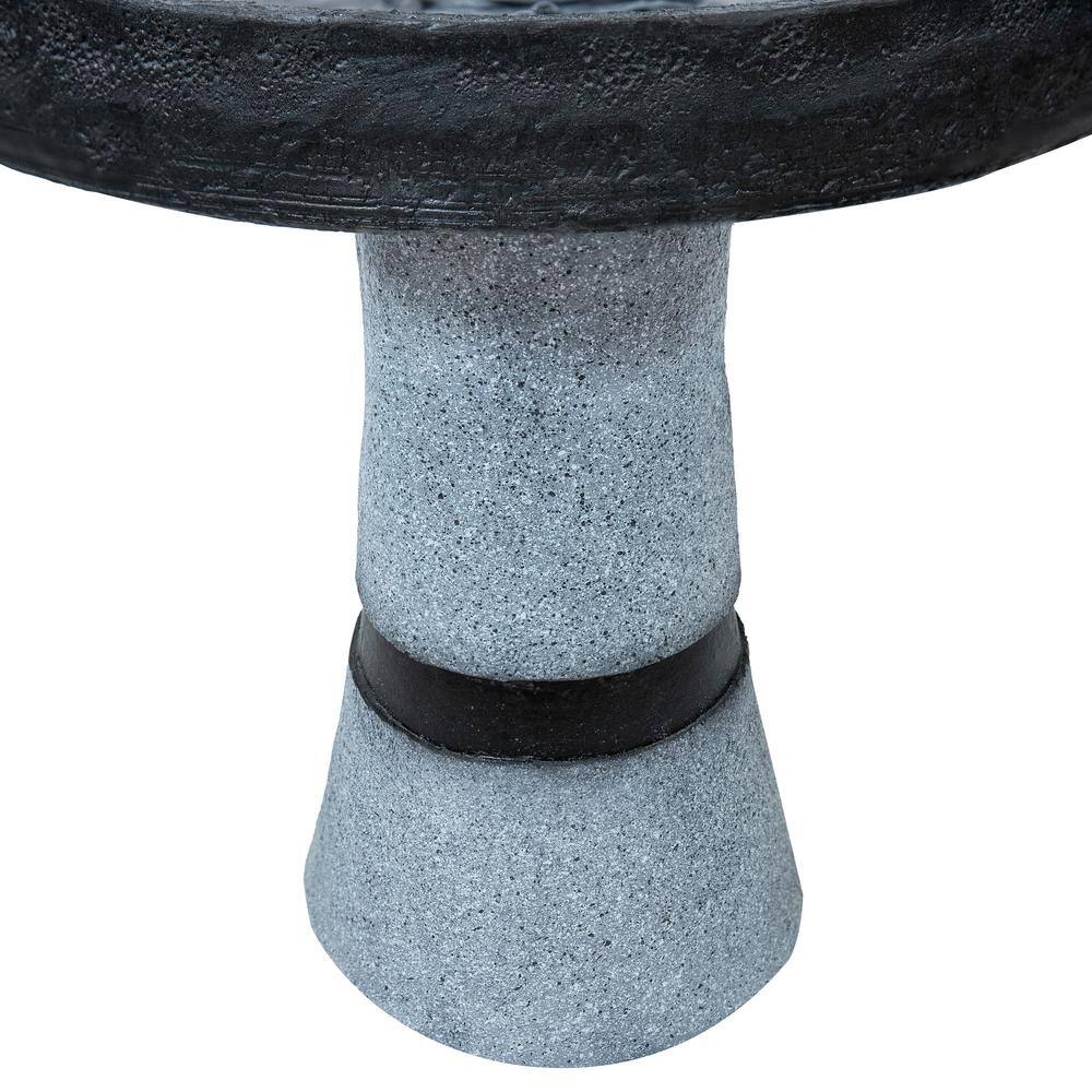 Contemporary Gray and Black Polyresin Outdoor Water Fountain with LED Light