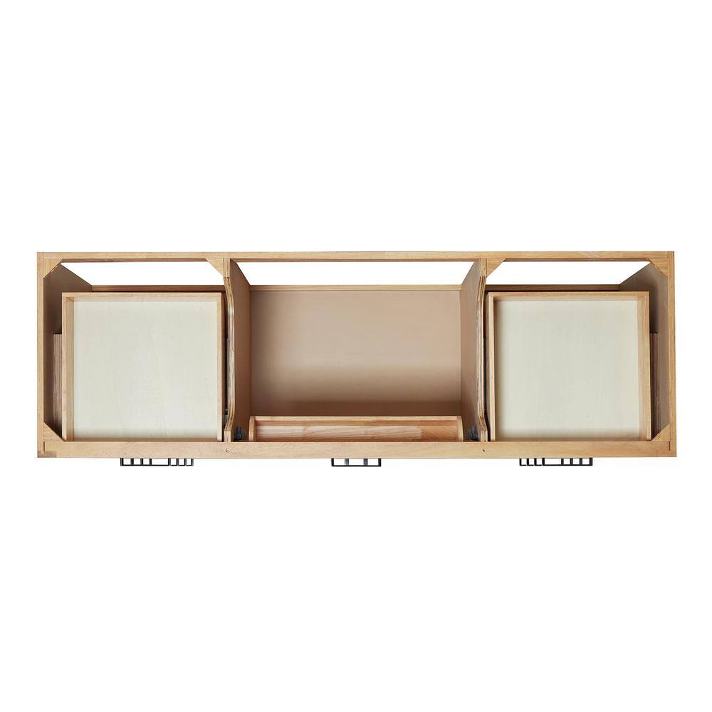 Hepburn 66" Medium Oak Freestanding Bathroom Vanity Base with Black Hardware