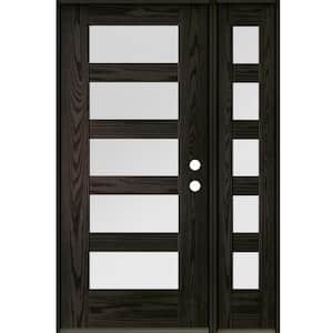 ASCEND Modern 50 in. x 80 in. 5-Lite Left-Hand/Inswing Satin Glass Baby Grand Stain Fiberglass Prehung Front Door RSL