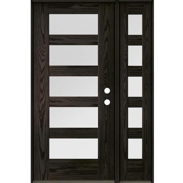 Krosswood Doors ASCEND Modern 50 in. x 80 in. 5-Lite Left-Hand/Inswing Satin Glass Baby Grand Stain Fiberglass Prehung Front Door RSL