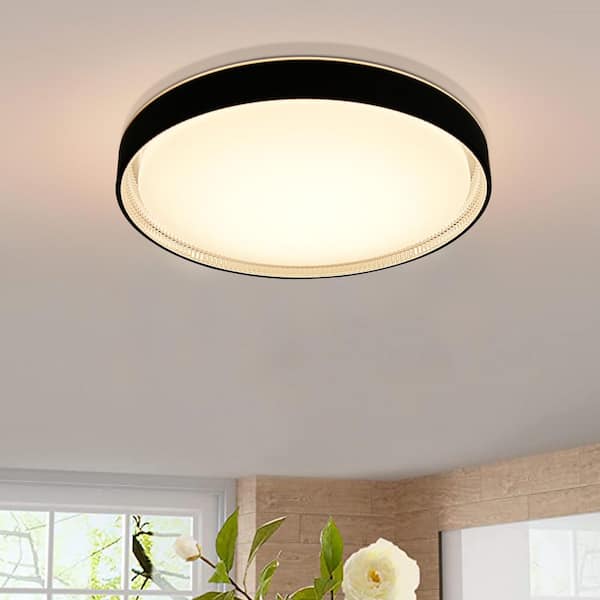 15 in. Modern Black Selectable 3CCT Integrated LED Flush Mount Ceiling Light 3000K/4000K/5000K for Closet or Hallways