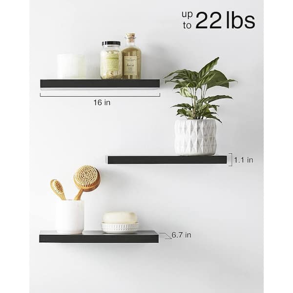 Cubilan 15.7 in. W x 5.9 in. D x 0.6 in. H Black Decorative Wall Shelf, 4  Plus 1 Tier Floating Shelves MJTZ03 - The Home Depot