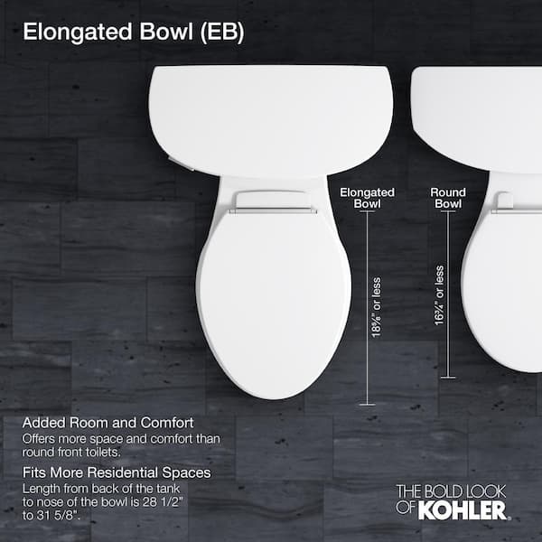 KOHLER - Wellworth 12 in. Rough In 2-Piece 1.28 GPF Single Flush Elongated Toilet in White Seat Not Included